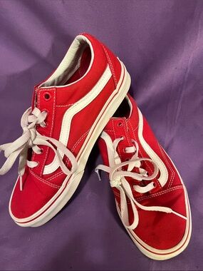 Vans Red & White Low Top Sneakers